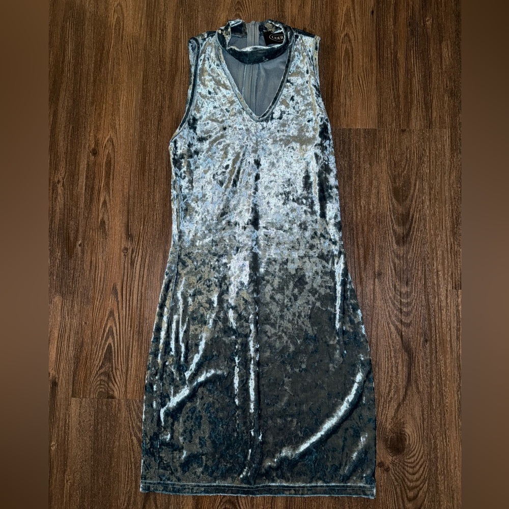 Cider Metallic Silver Velvet Dress